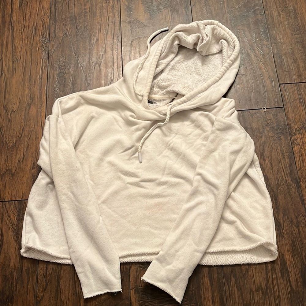 Aerie cropped white hoodie. Size small